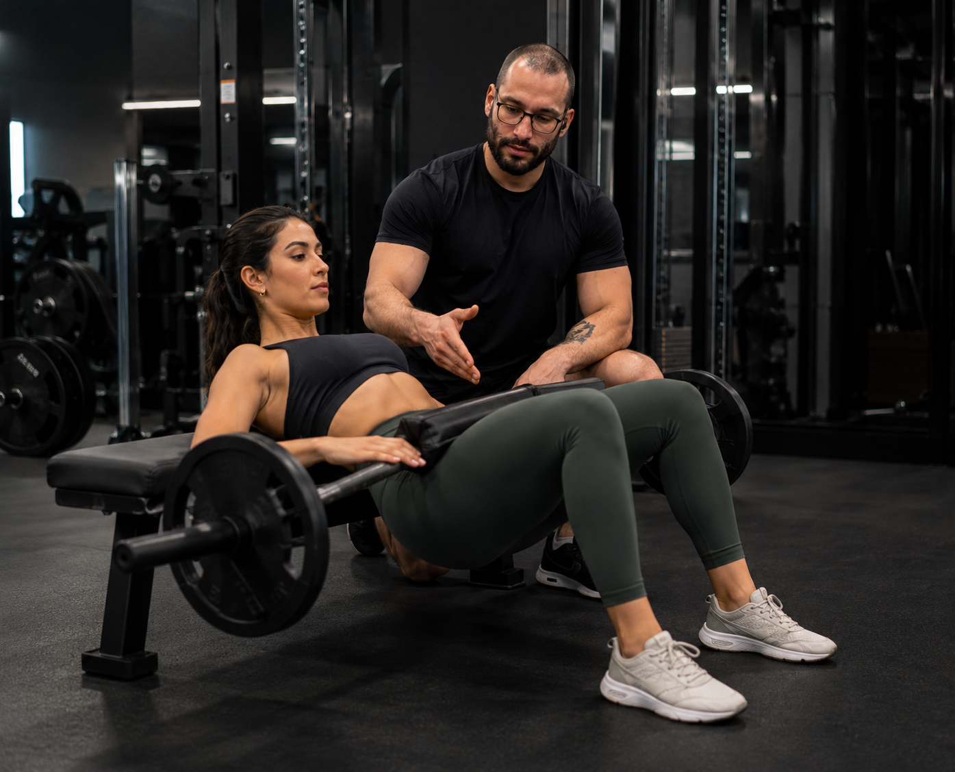 Pessoa treinando com direção e técnica em ambiente de academia